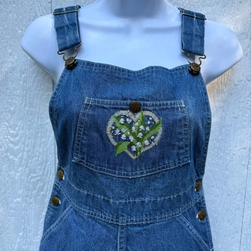 Vintage OshKosh B'Gosh Denim Blue Overall Dress Size 5 Vestbak USA Made